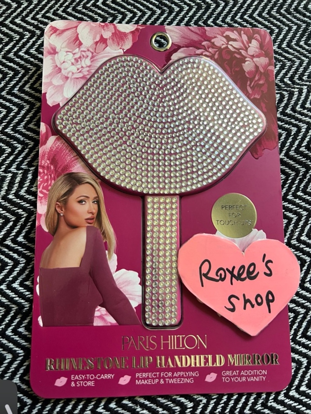Paris Hilton Rhinestone Bling Lip Handheld Mirror